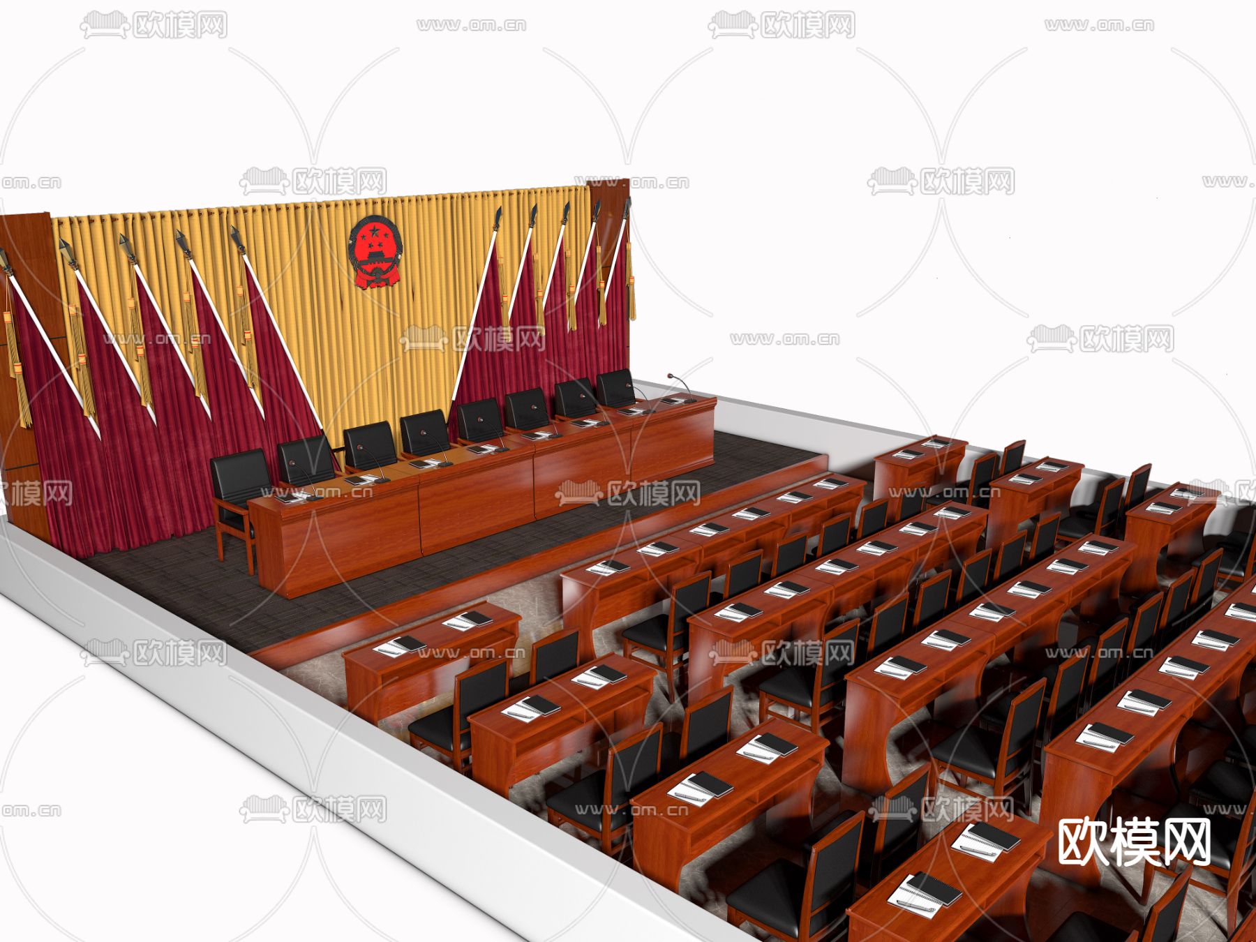 现代会议桌椅su模型下载（渲染图4）