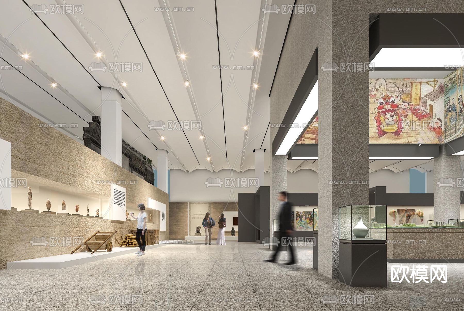 中式展厅su模型下载（渲染图3）