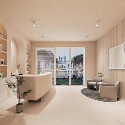  侘寂美容院大厅su模型 