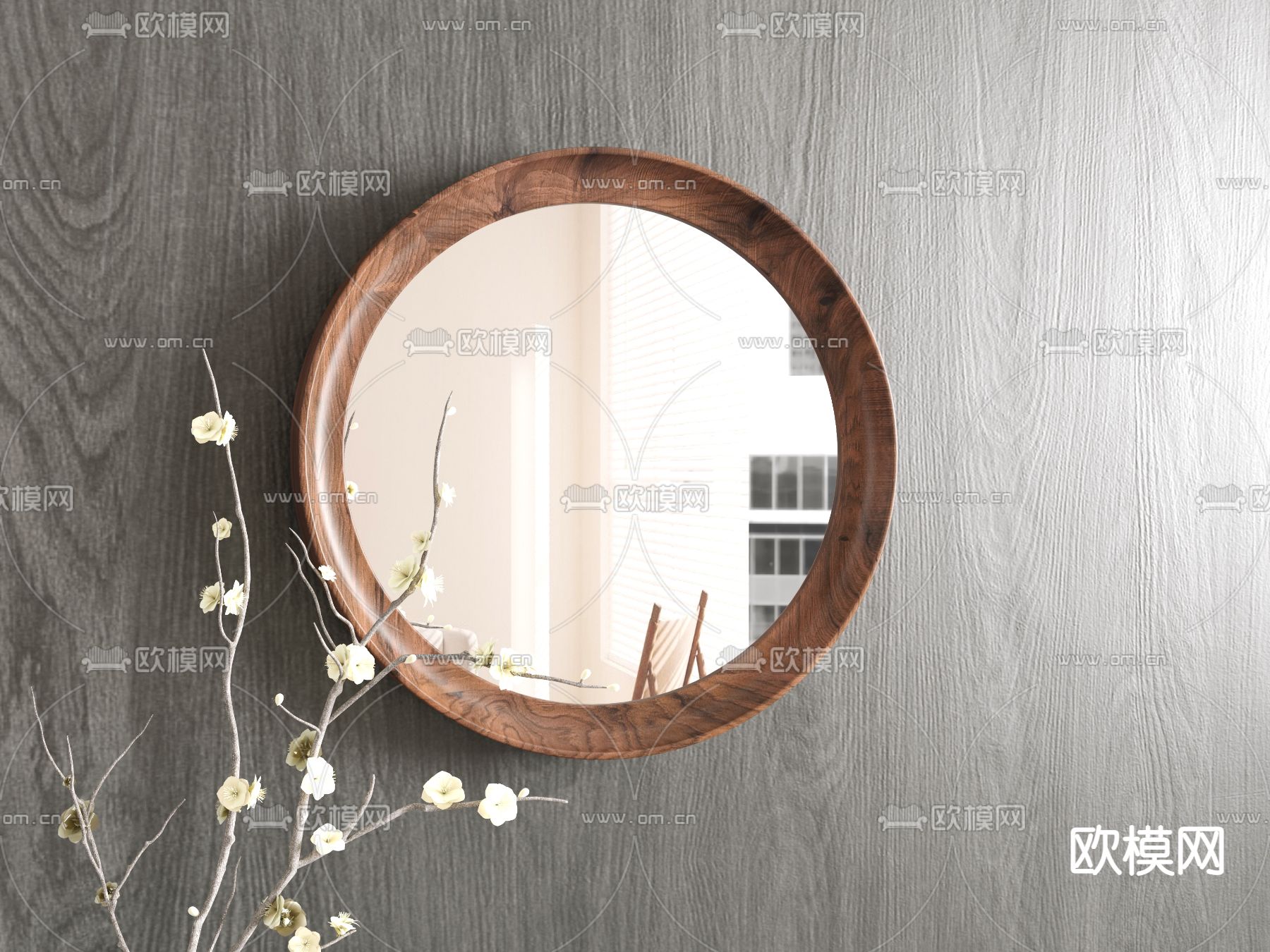 侘寂风镜子 装饰镜3d模型下载（渲染图2）