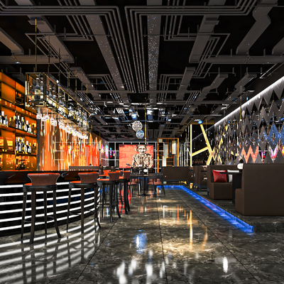  现代酒吧su模型 