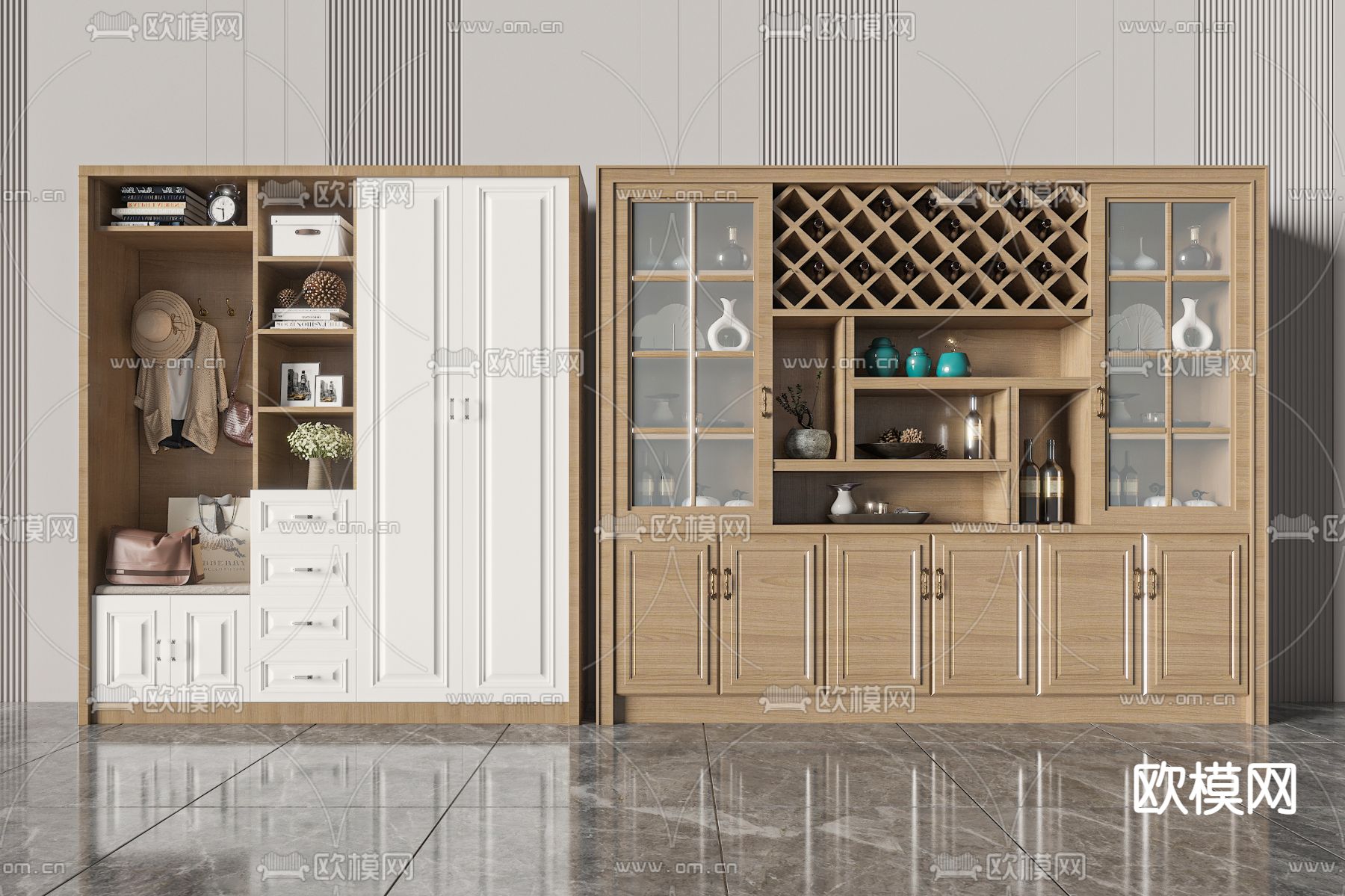 北欧酒柜 储物柜3d模型下载
