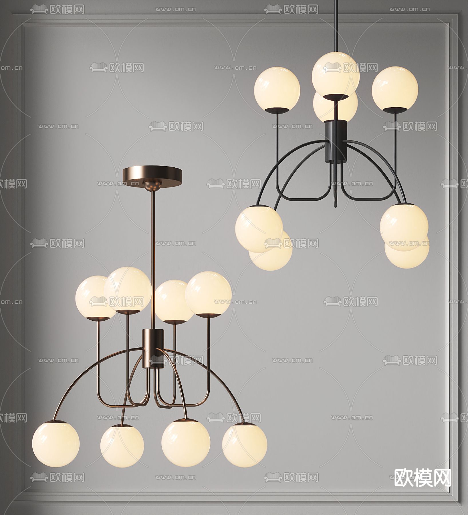 多头吊灯 大厅吊灯3d模型下载