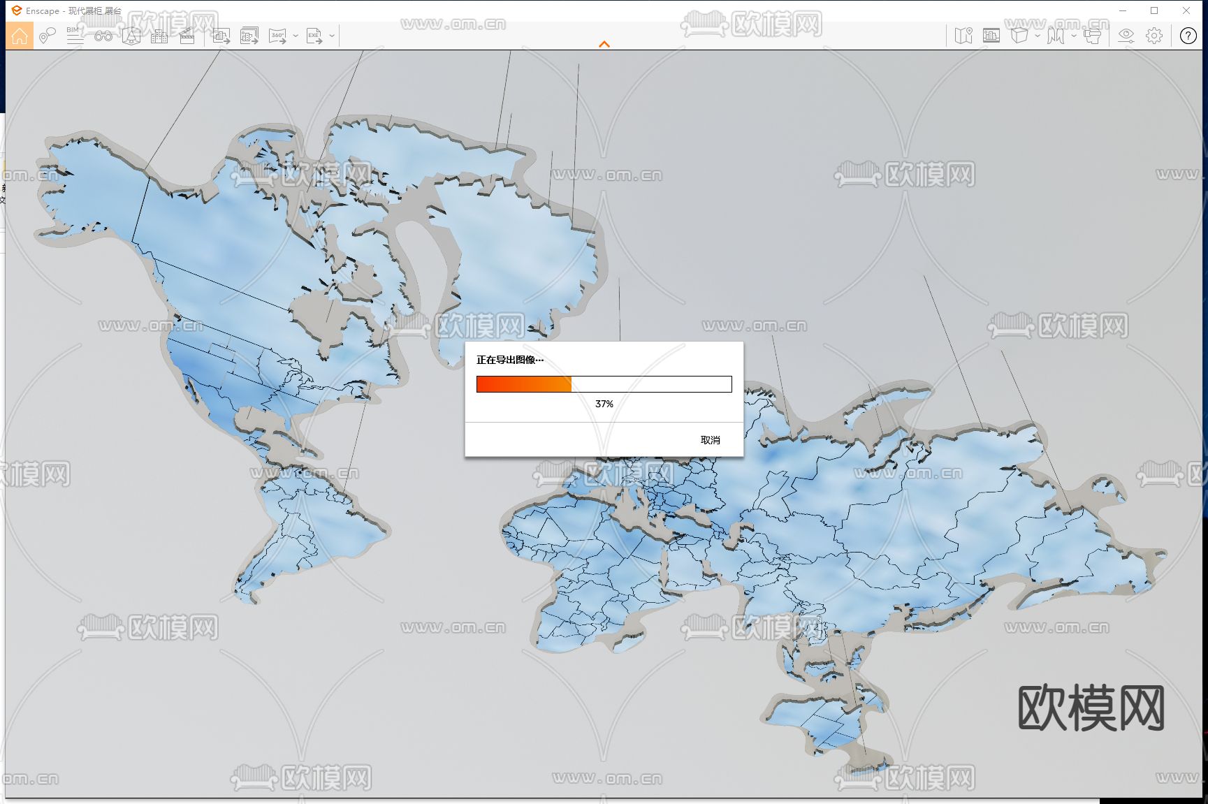 地图吊灯 装饰灯su模型下载（渲染图2）