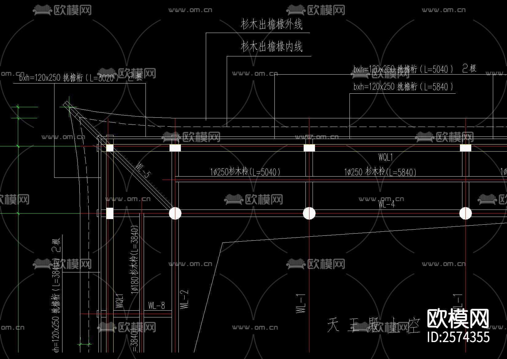 中式古建天王殿CAD节点大样下载（渲染图2）