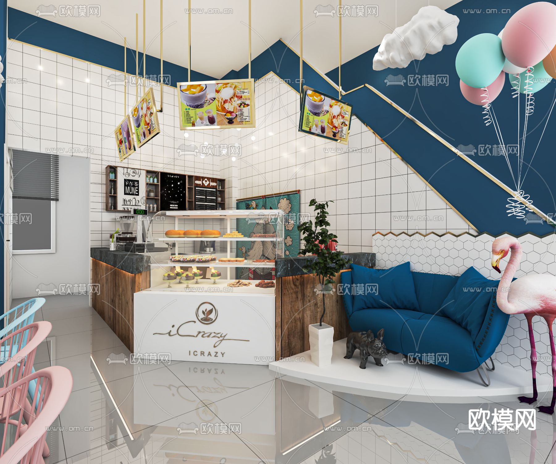 北欧甜品店 面包店su模型下载（渲染图1）