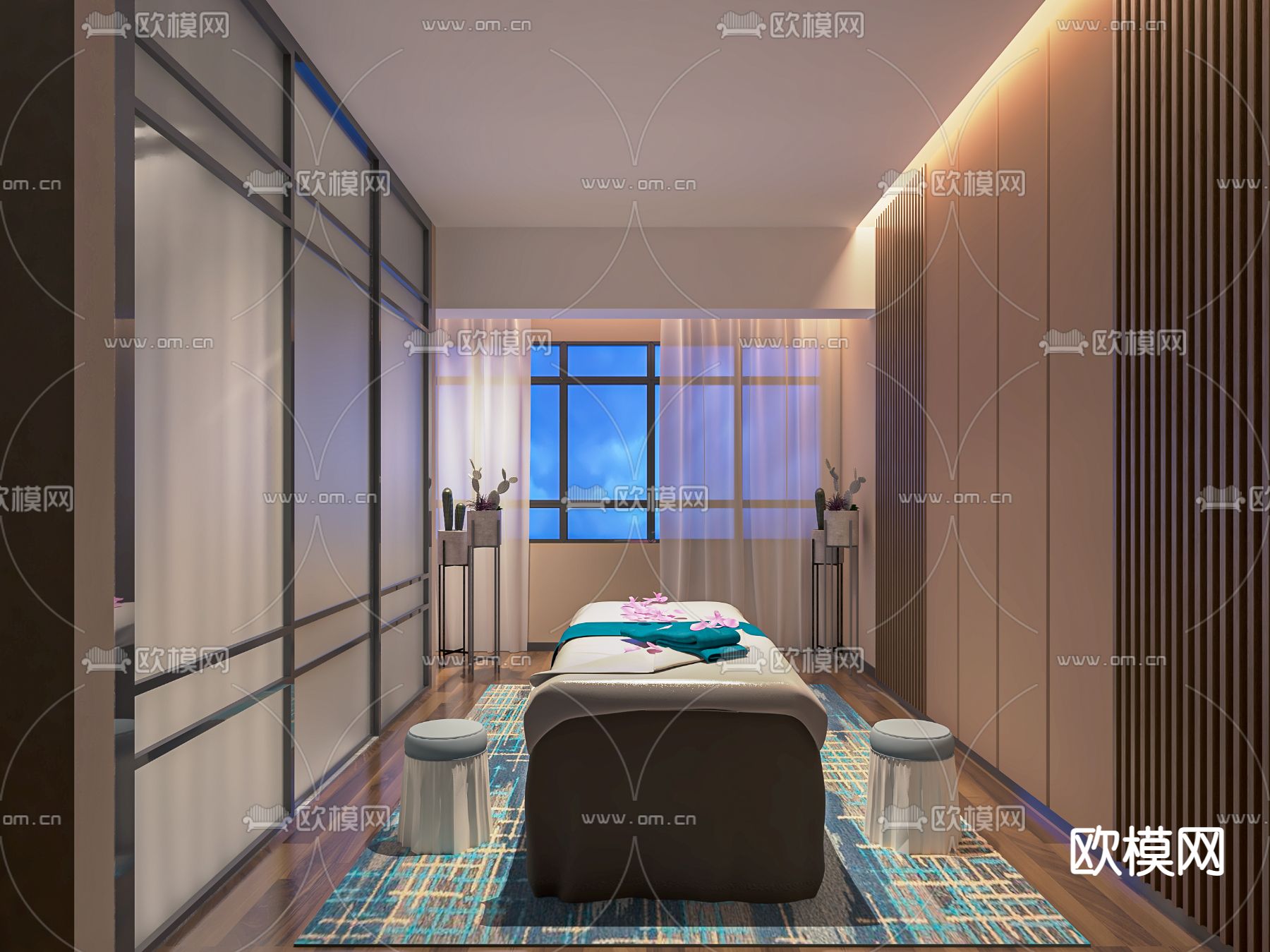 新中式SPA护理房su模型下载