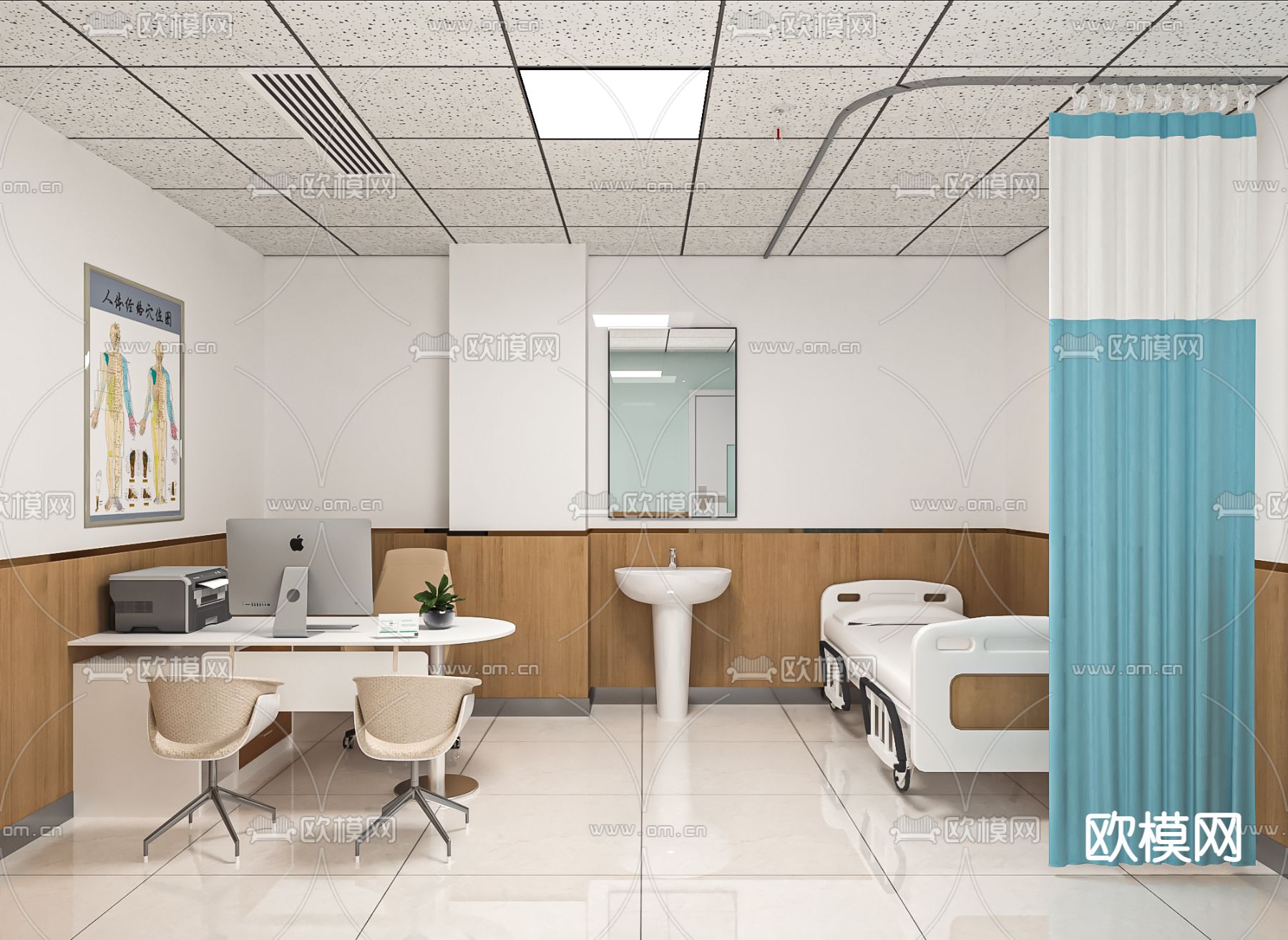 医院门诊室 诊疗室su模型下载