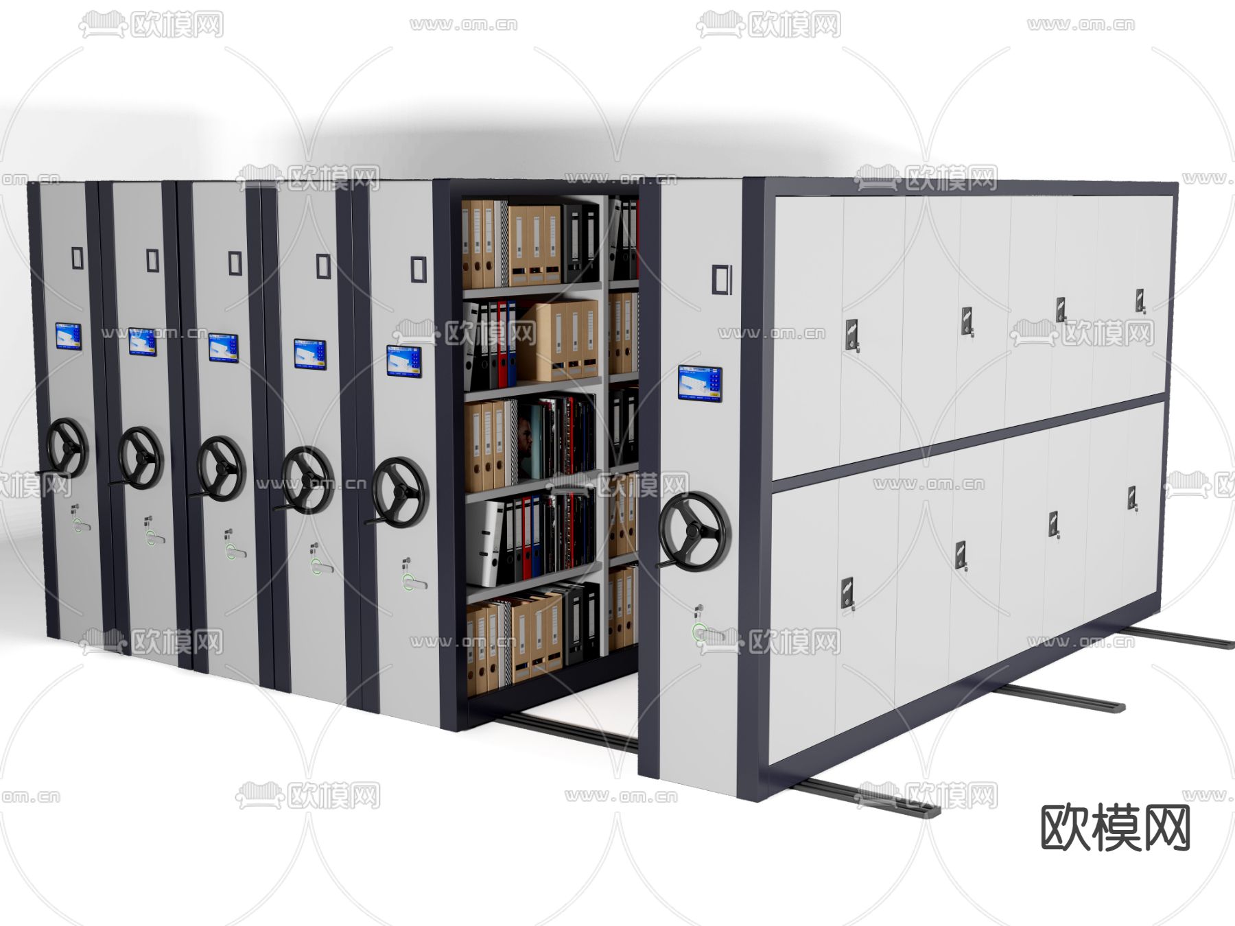 现代密集柜 文件柜su模型下载（渲染图2）