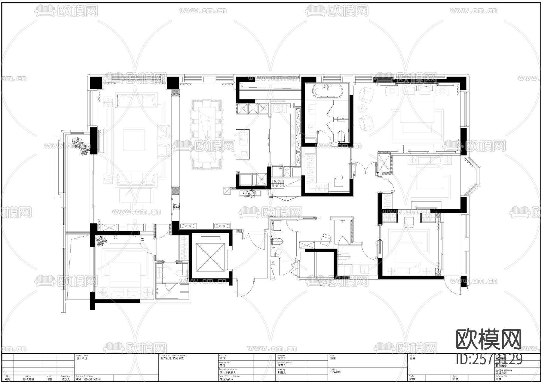 平层平面布置CAD图库下载（渲染图8）