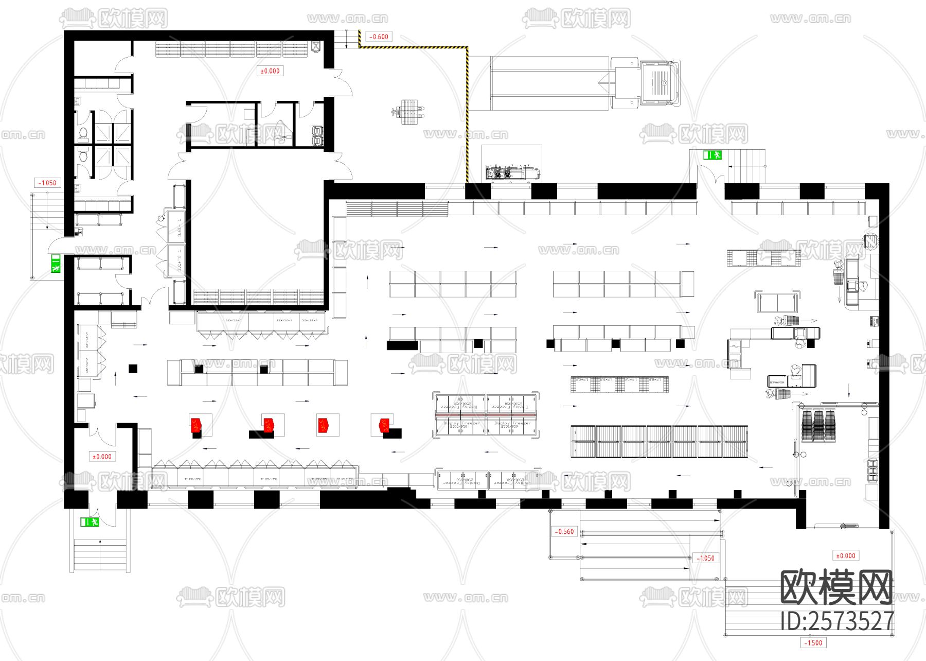超市设备CAD图库下载（渲染图2）