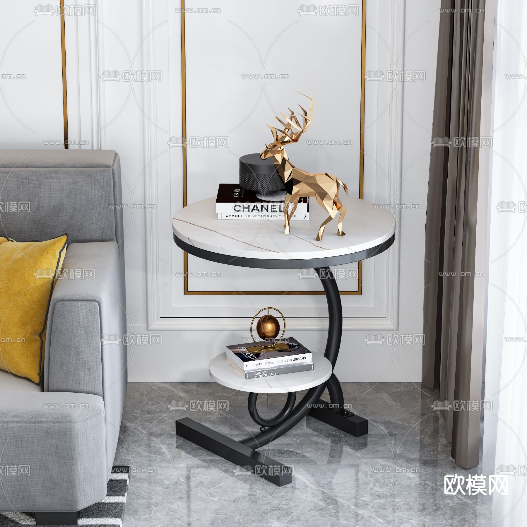 大理石边几3d模型下载