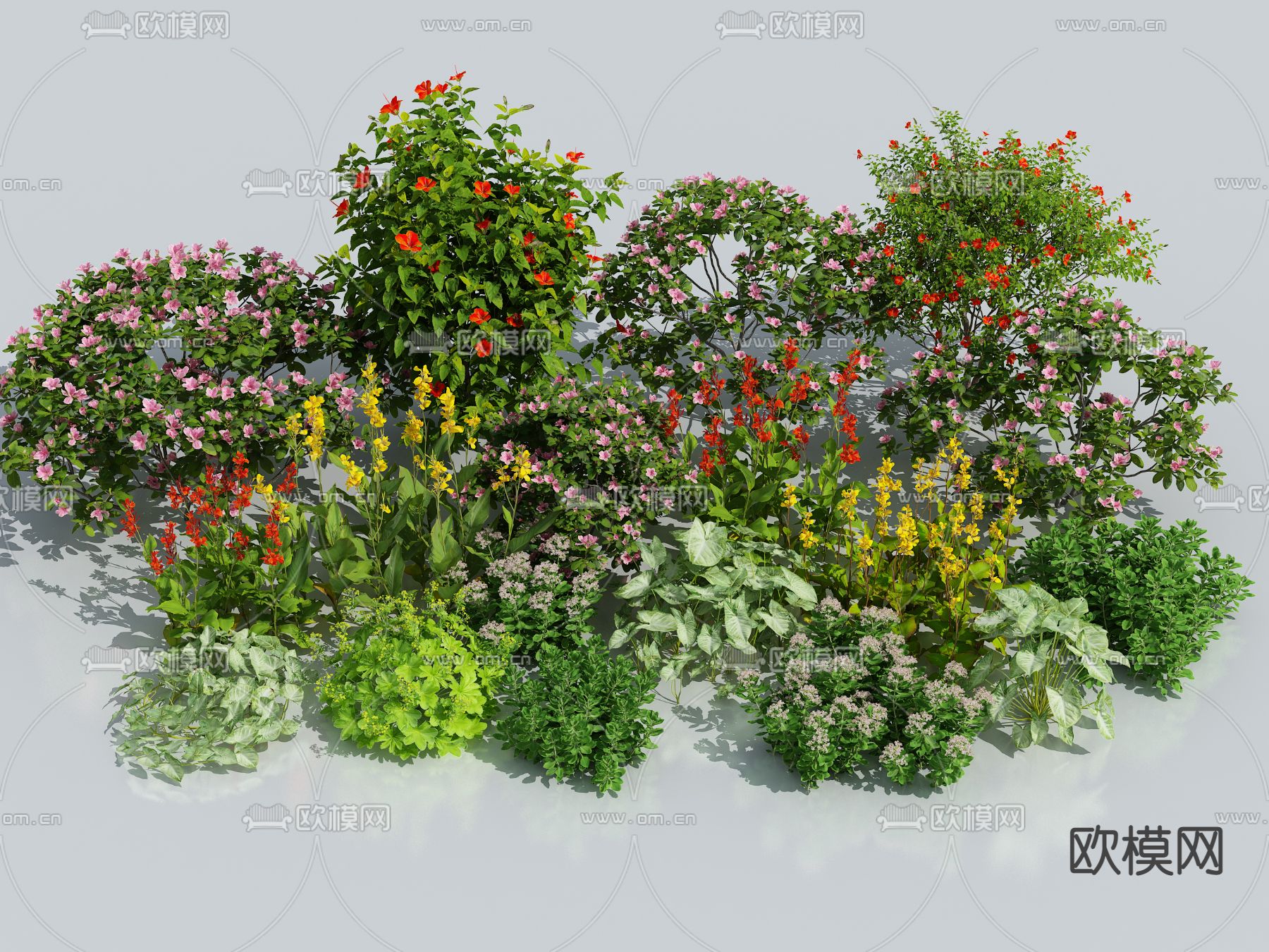 花草花卉灌木 绿化带花丛su模型下载_ID14018980_sketchup模型下载-欧模网