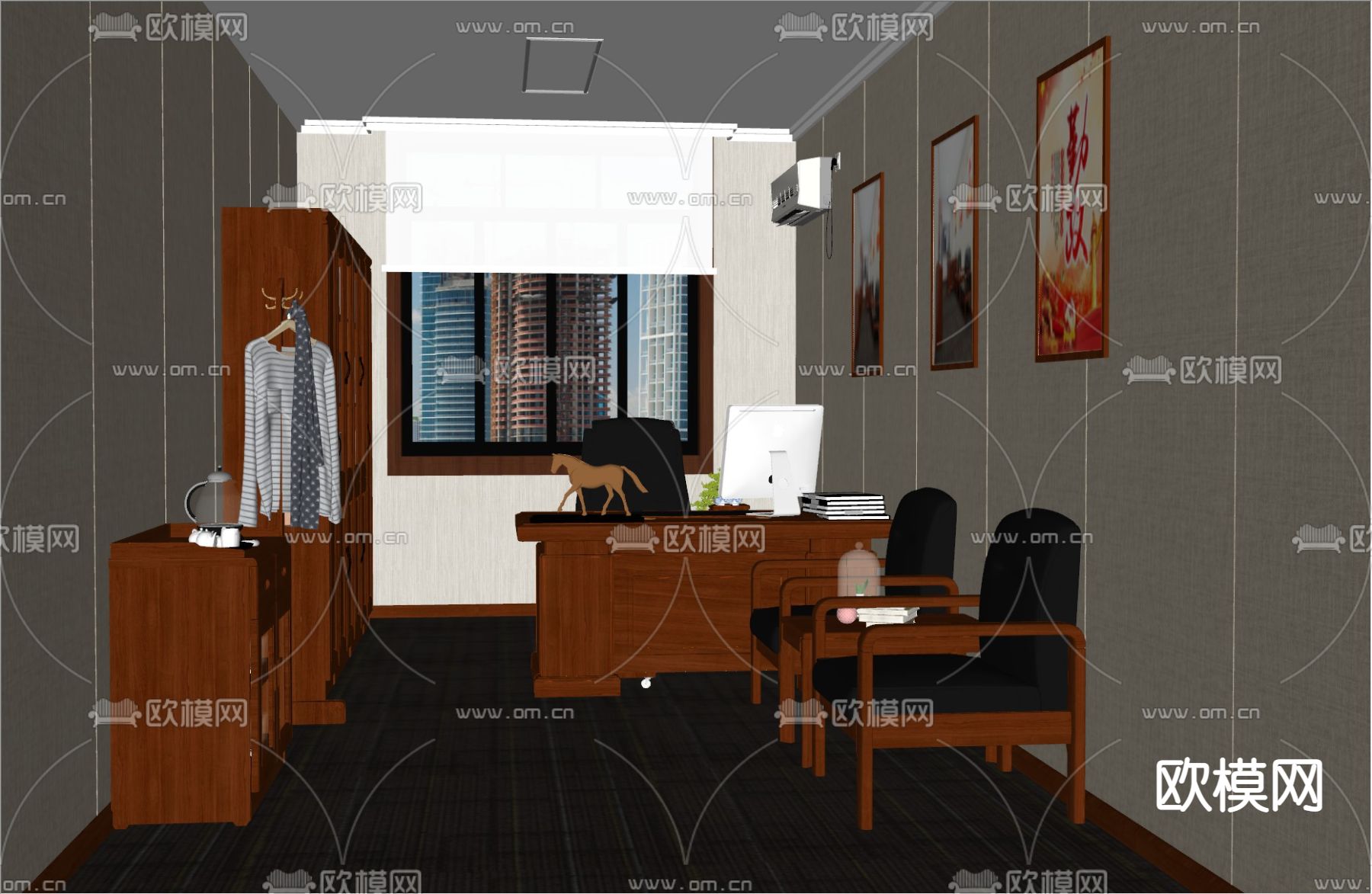 党政机关单位 办公室su模型下载（渲染图5）