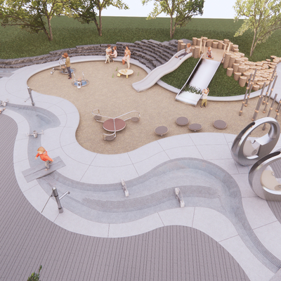  现代公园 儿童游乐区su模型 