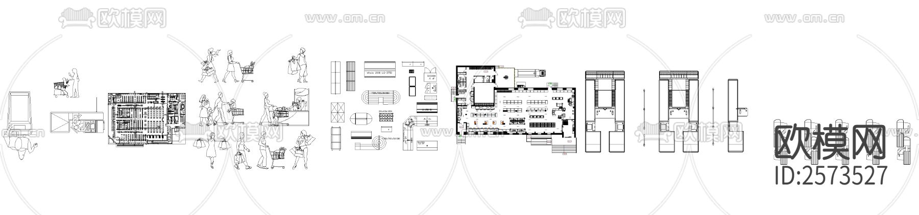 超市设备CAD图库下载（渲染图6）