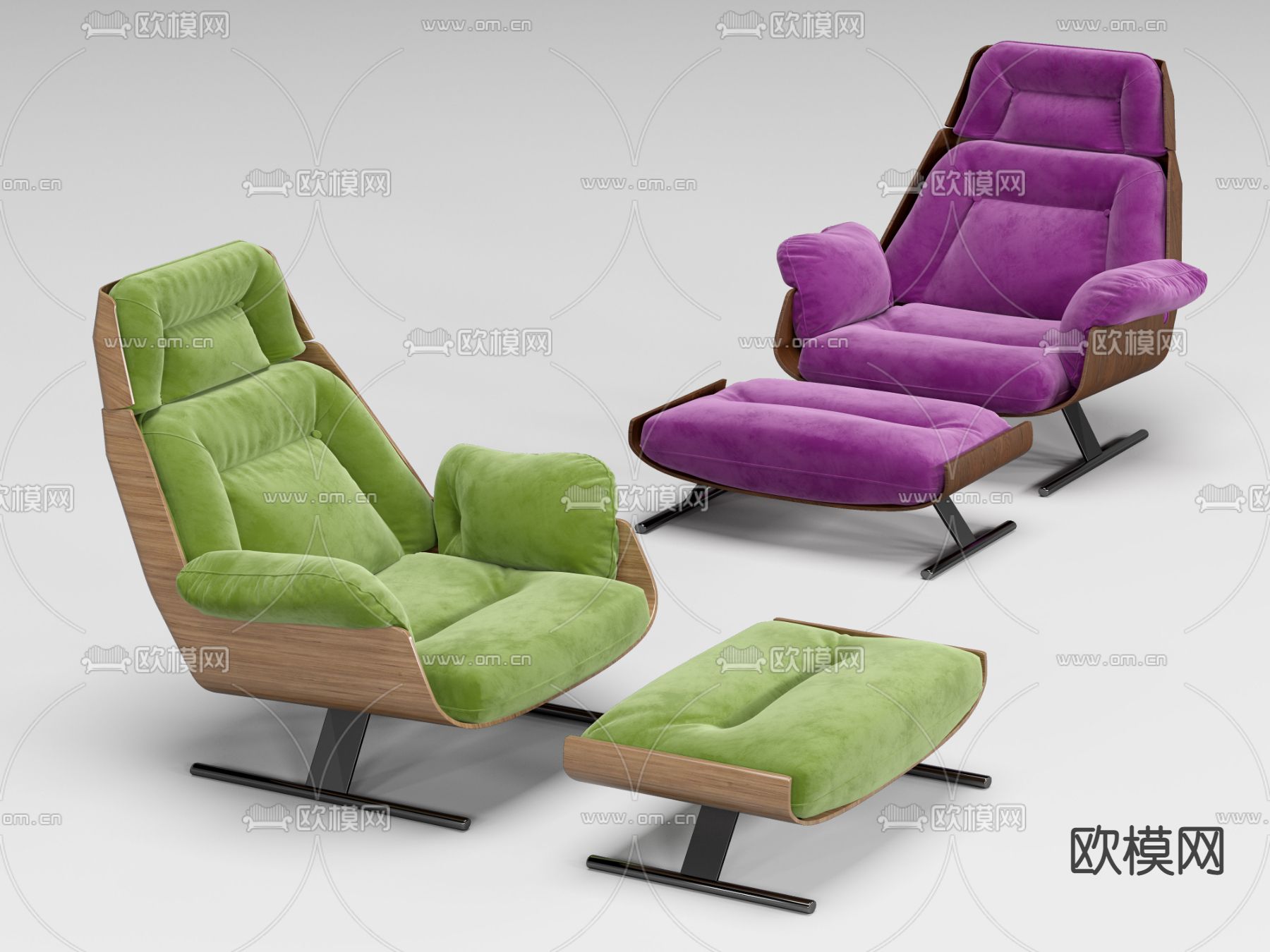 现代躺椅休闲椅su模型下载（渲染图1）