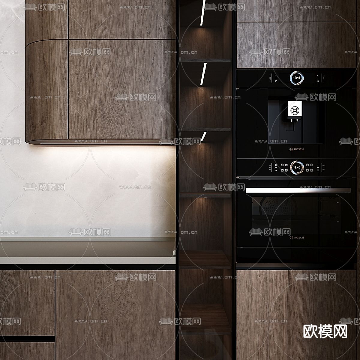 现代中岛厨房 橱柜3d模型下载（渲染图4）