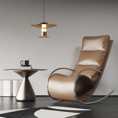  现代皮革摇椅躺椅su模型 