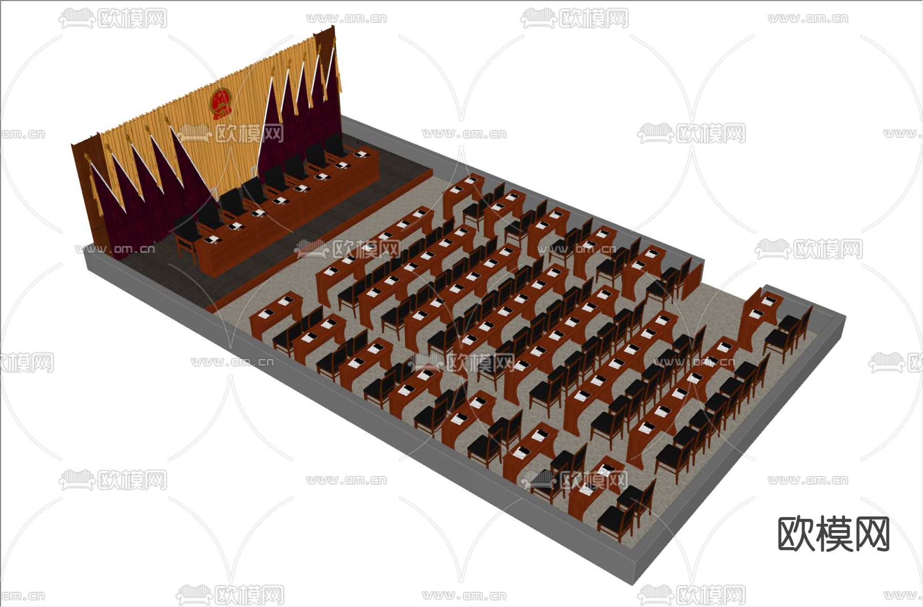 现代会议桌椅su模型下载（渲染图5）