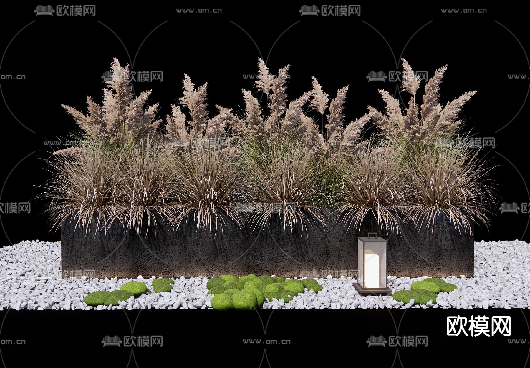 现代花草花箱su模型下载