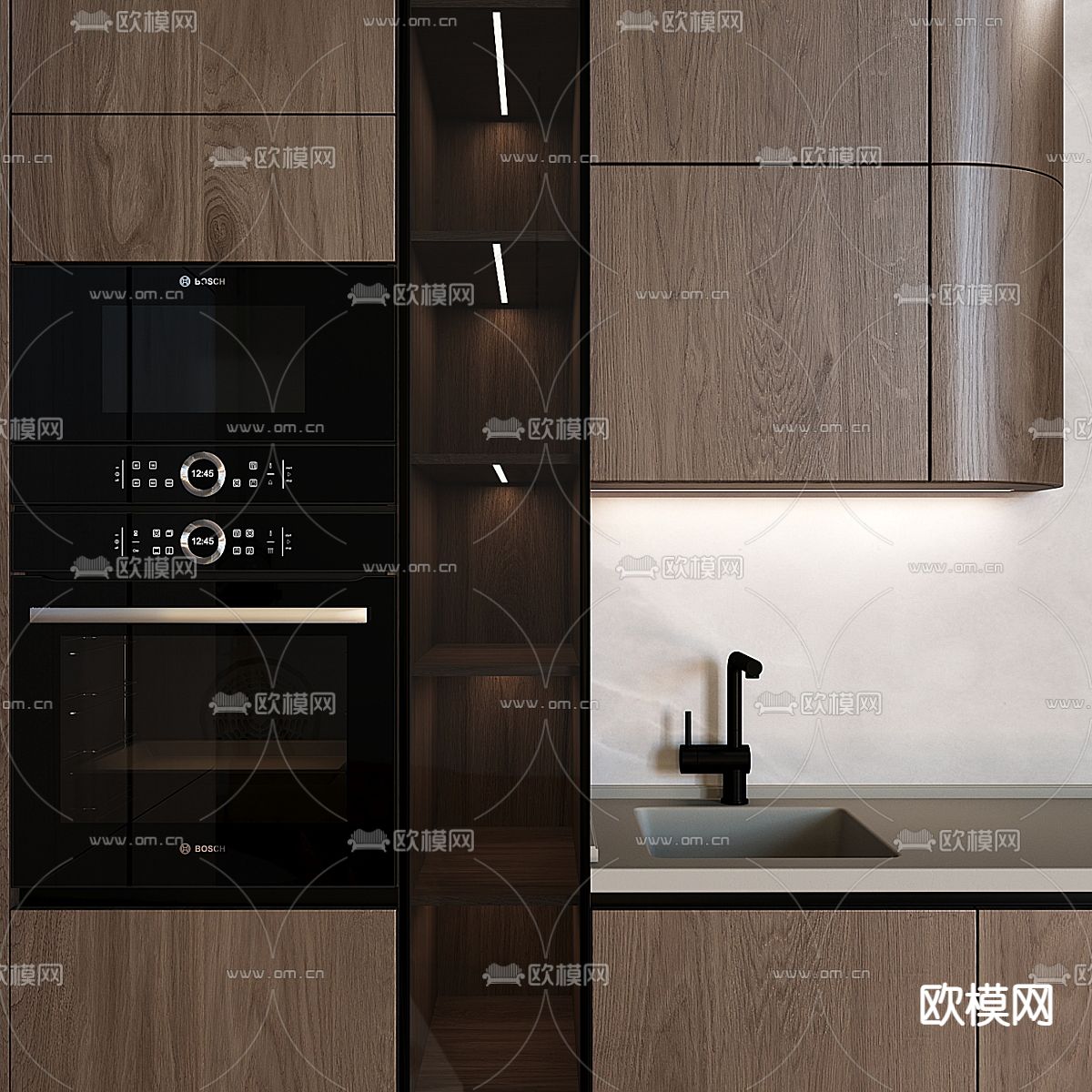 现代中岛厨房 橱柜3d模型下载（渲染图5）