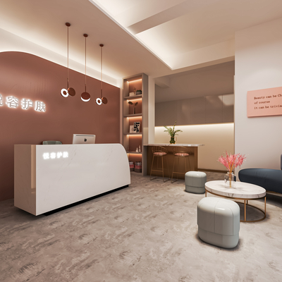  美容院大厅 休息区su模型 