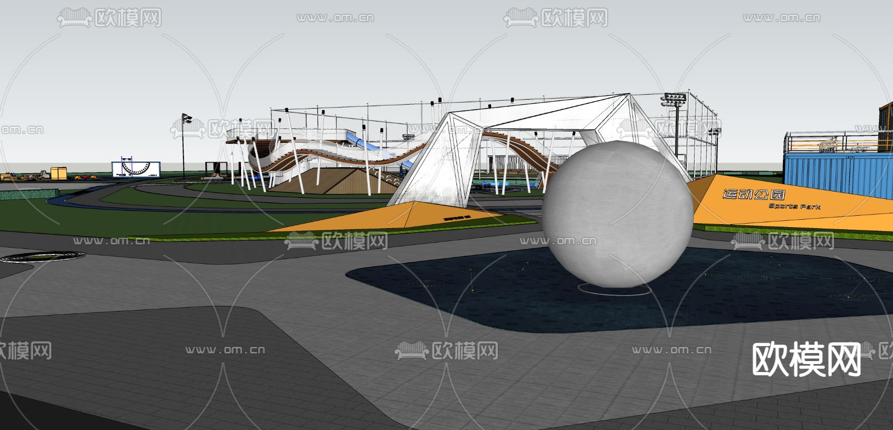 运动公园su模型下载（渲染图3）
