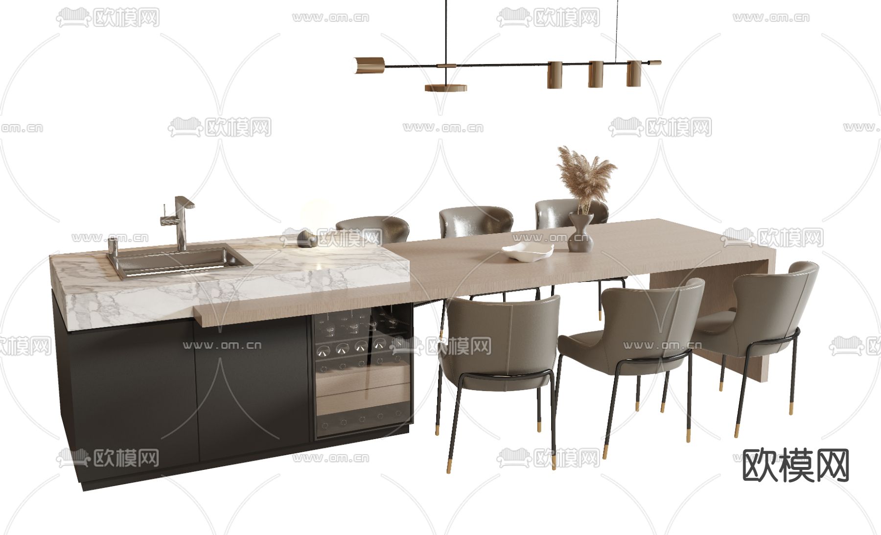 岛台柜 餐桌椅3d模型下载