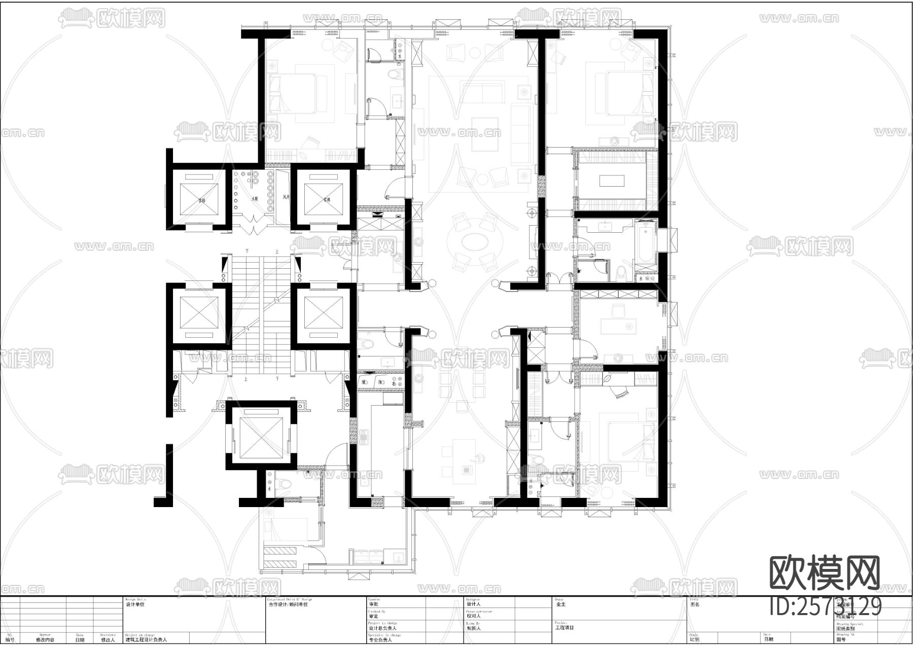 平层平面布置CAD图库下载（渲染图2）
