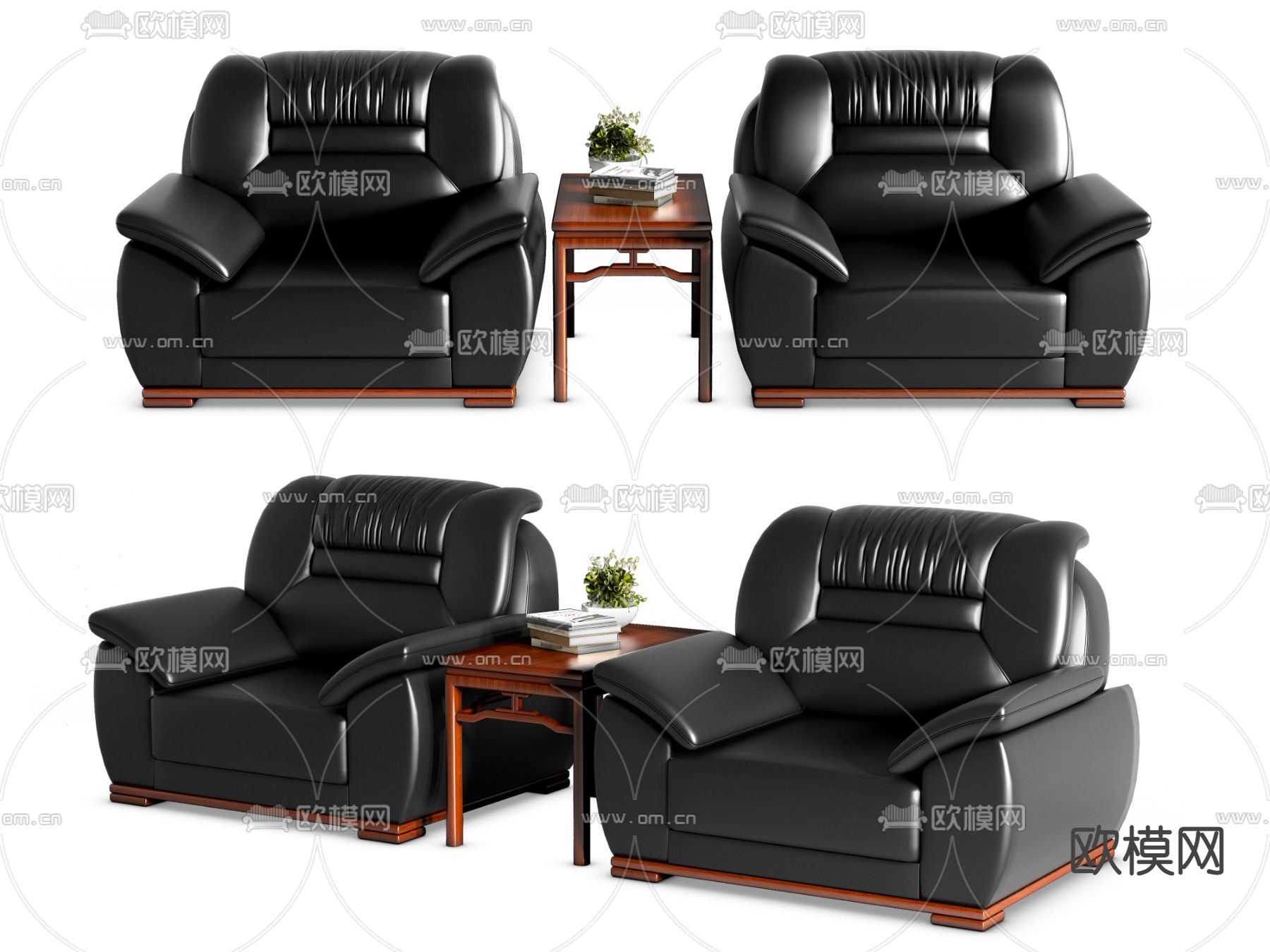 现代办公沙发 国宾沙发su模型下载（渲染图1）