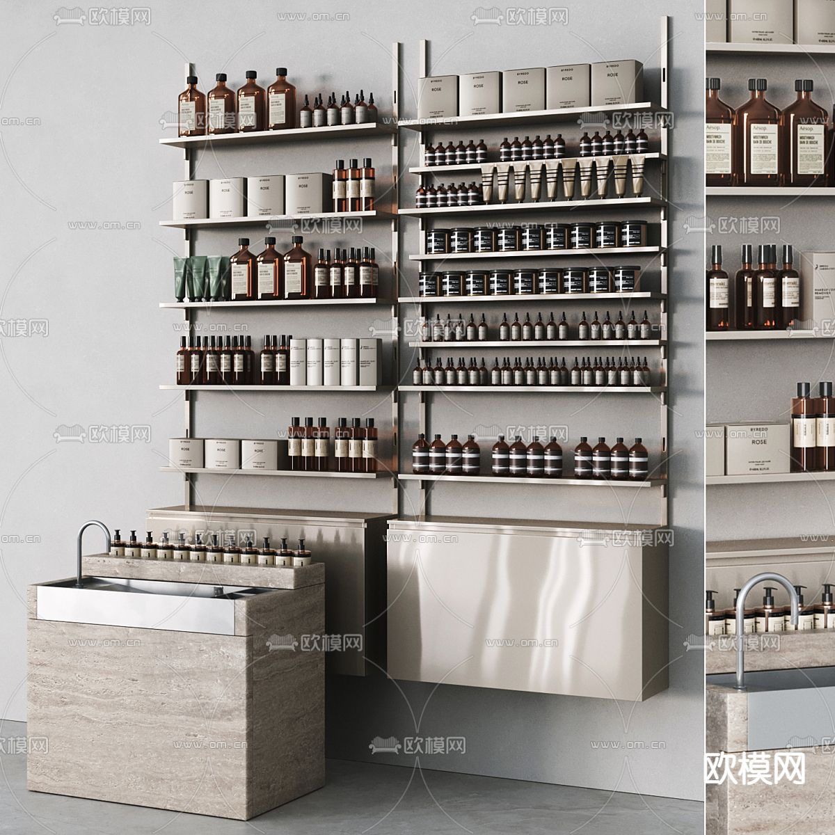 化妆品 护肤品货架3d模型下载