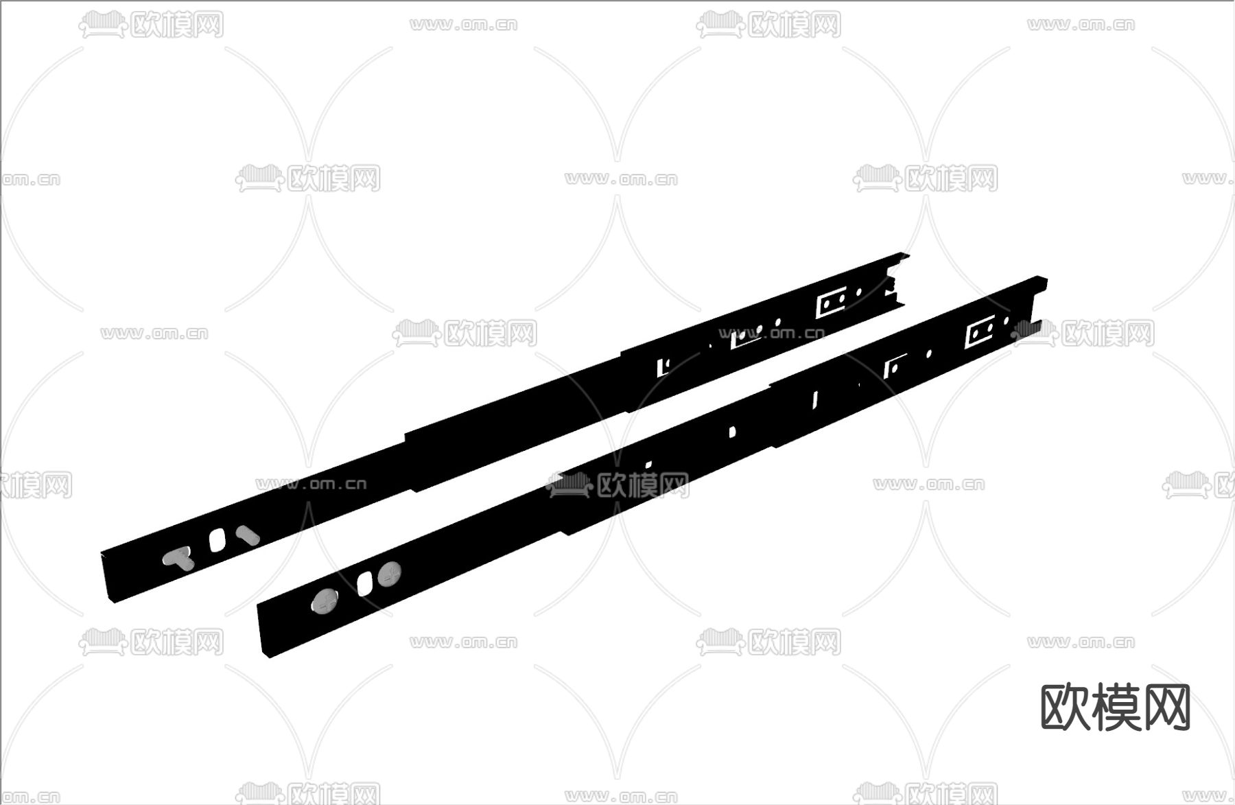 现代抽屉轨道 滑道 轨道 滑轨su模型下载（渲染图4）