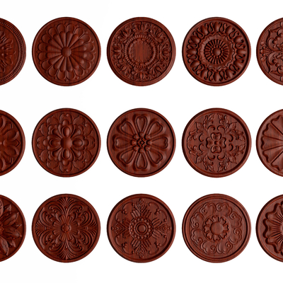  中式雕刻 浮雕圆盘su模型 