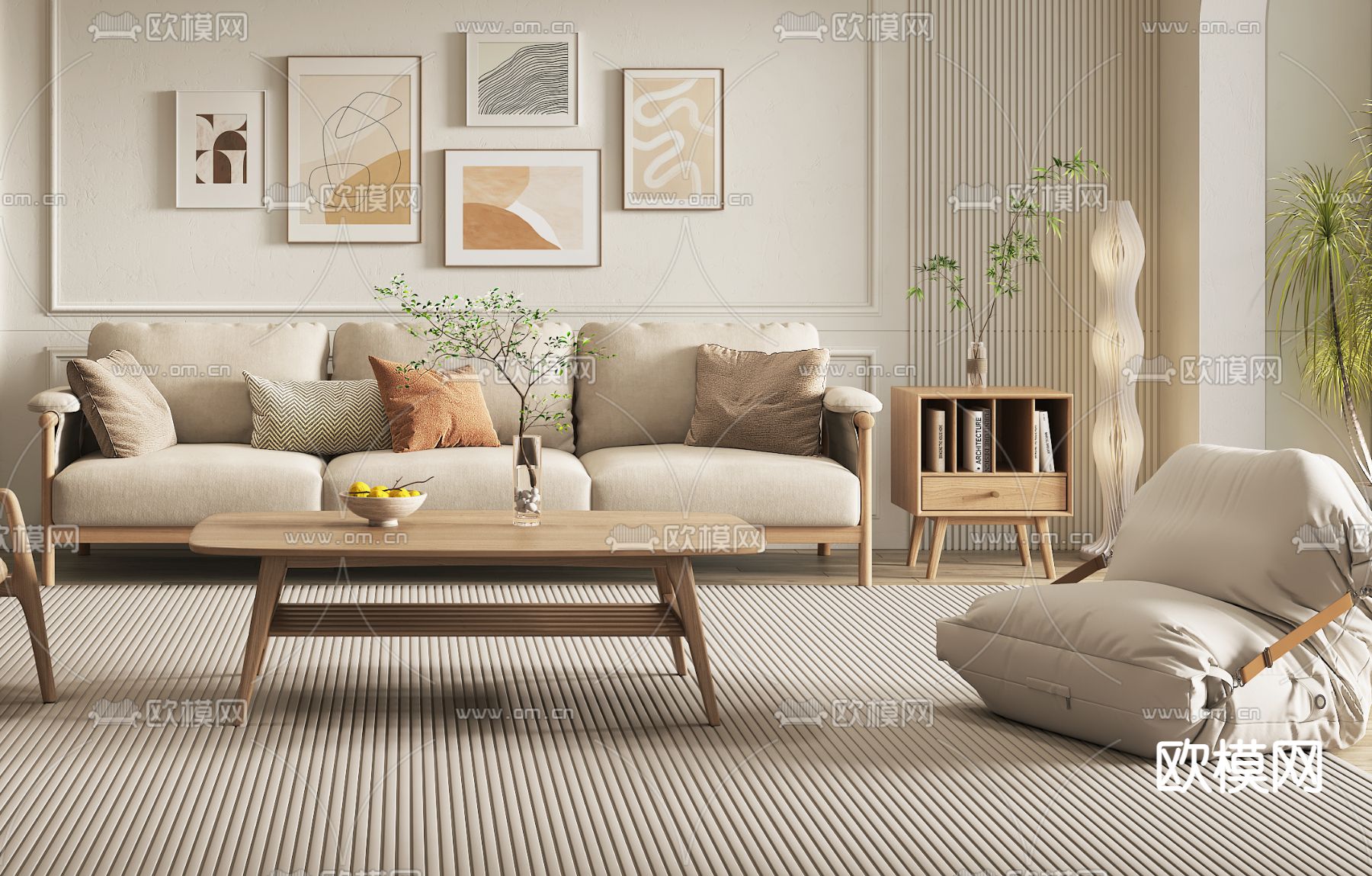 北欧客厅3d模型下载（渲染图3）