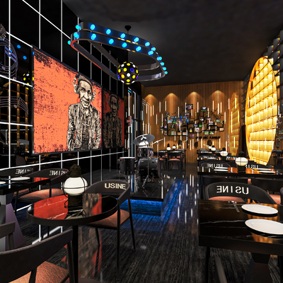  音乐酒吧 舞台su模型 