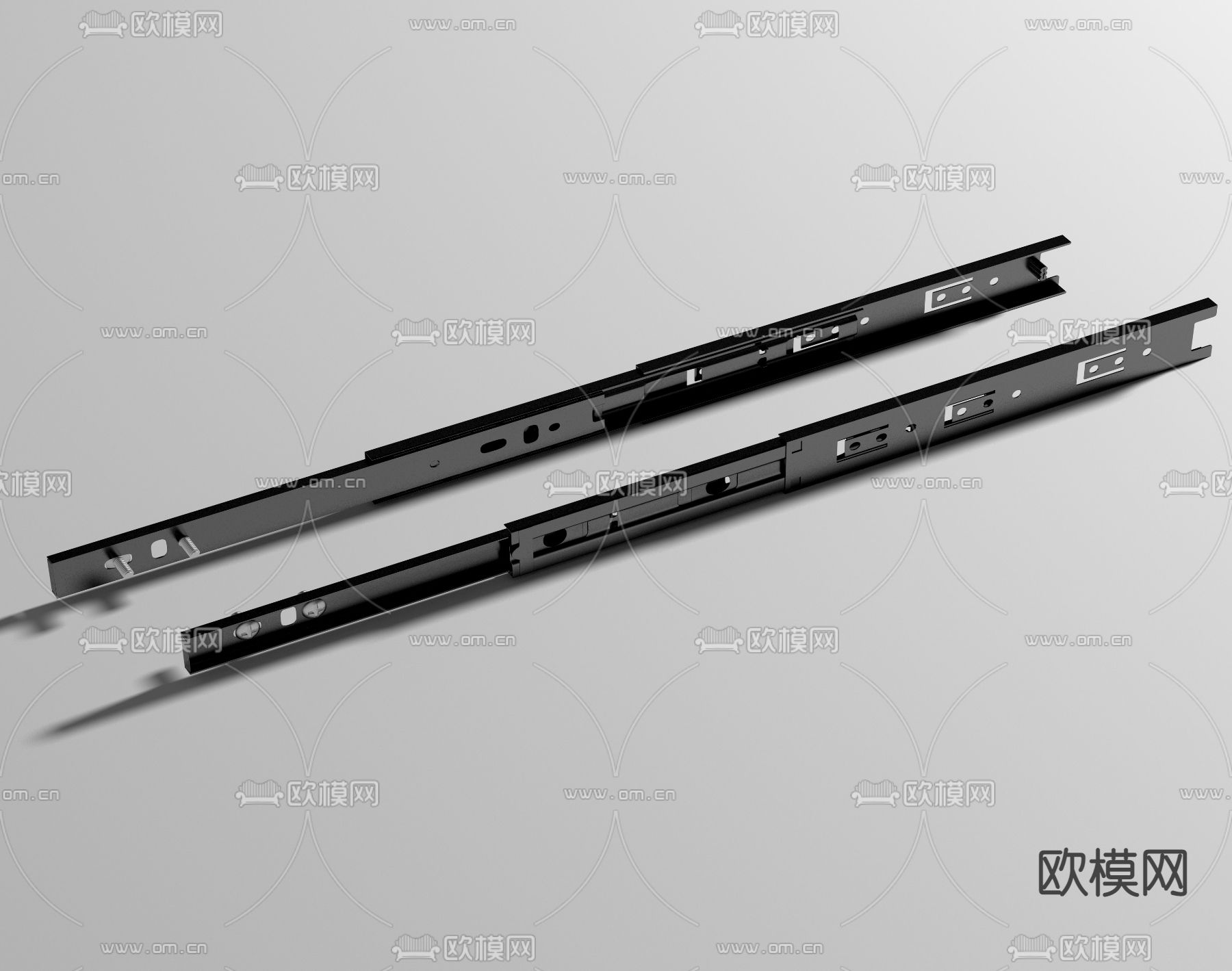 现代抽屉轨道 滑道 轨道 滑轨su模型下载（渲染图2）