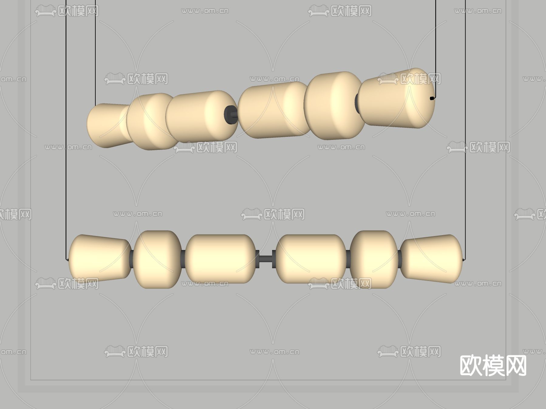 奶油风吊灯 餐厅灯su模型下载（渲染图2）
