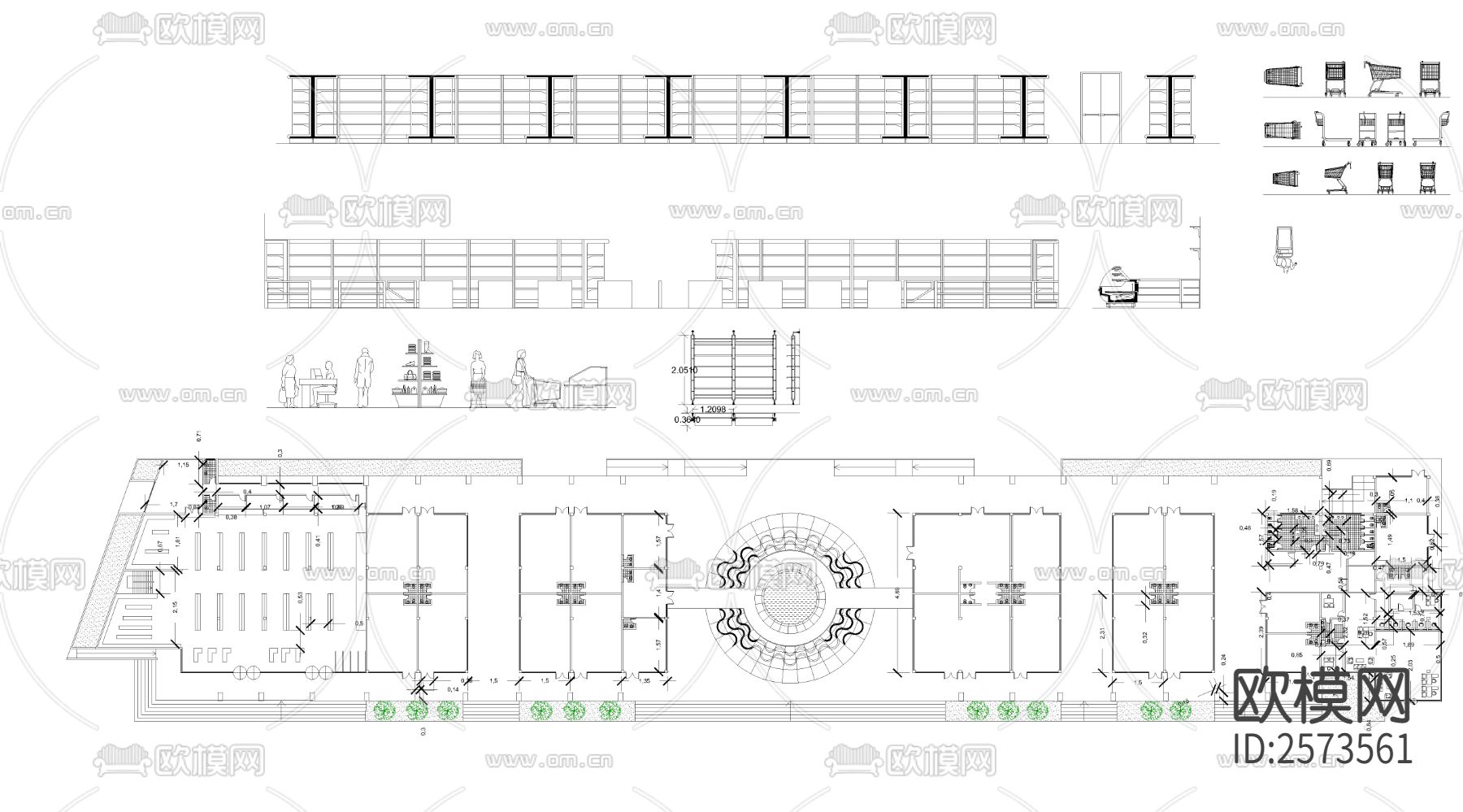 超市设备CAD图库下载（渲染图4）