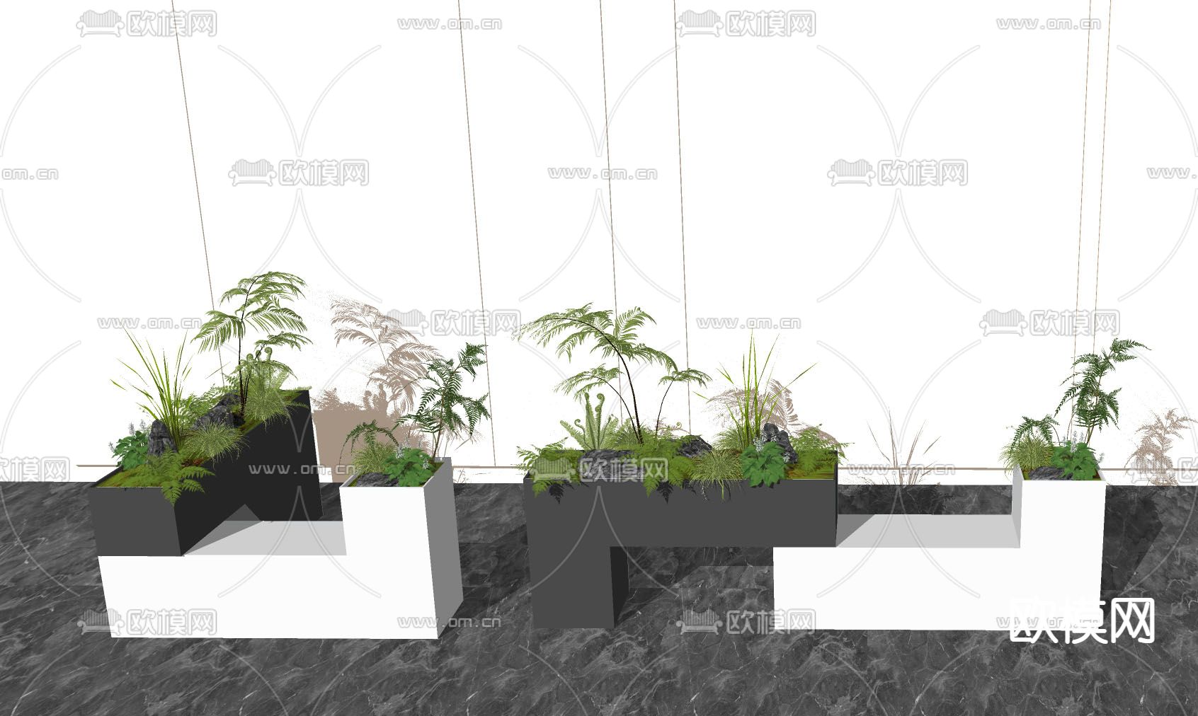 花箱 花坛su模型下载（渲染图3）