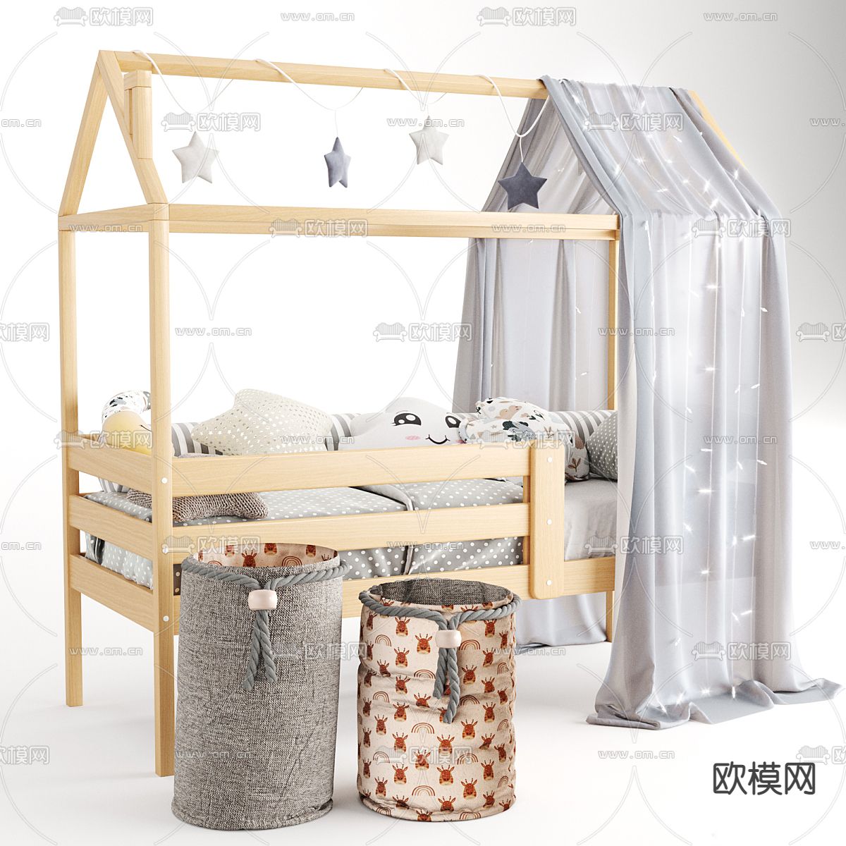 婴儿床 BB床3d模型下载（渲染图2）