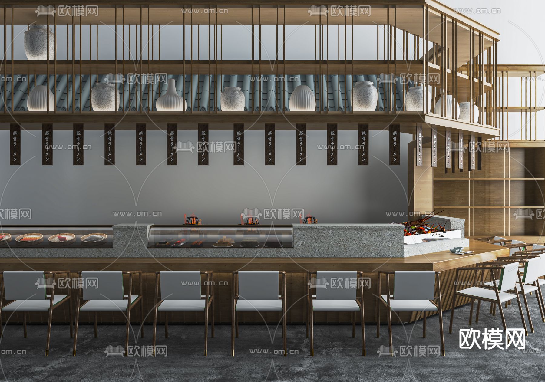 日式料理店 寿司店su模型下载_ID14027404_sketchup模型下载-欧模网