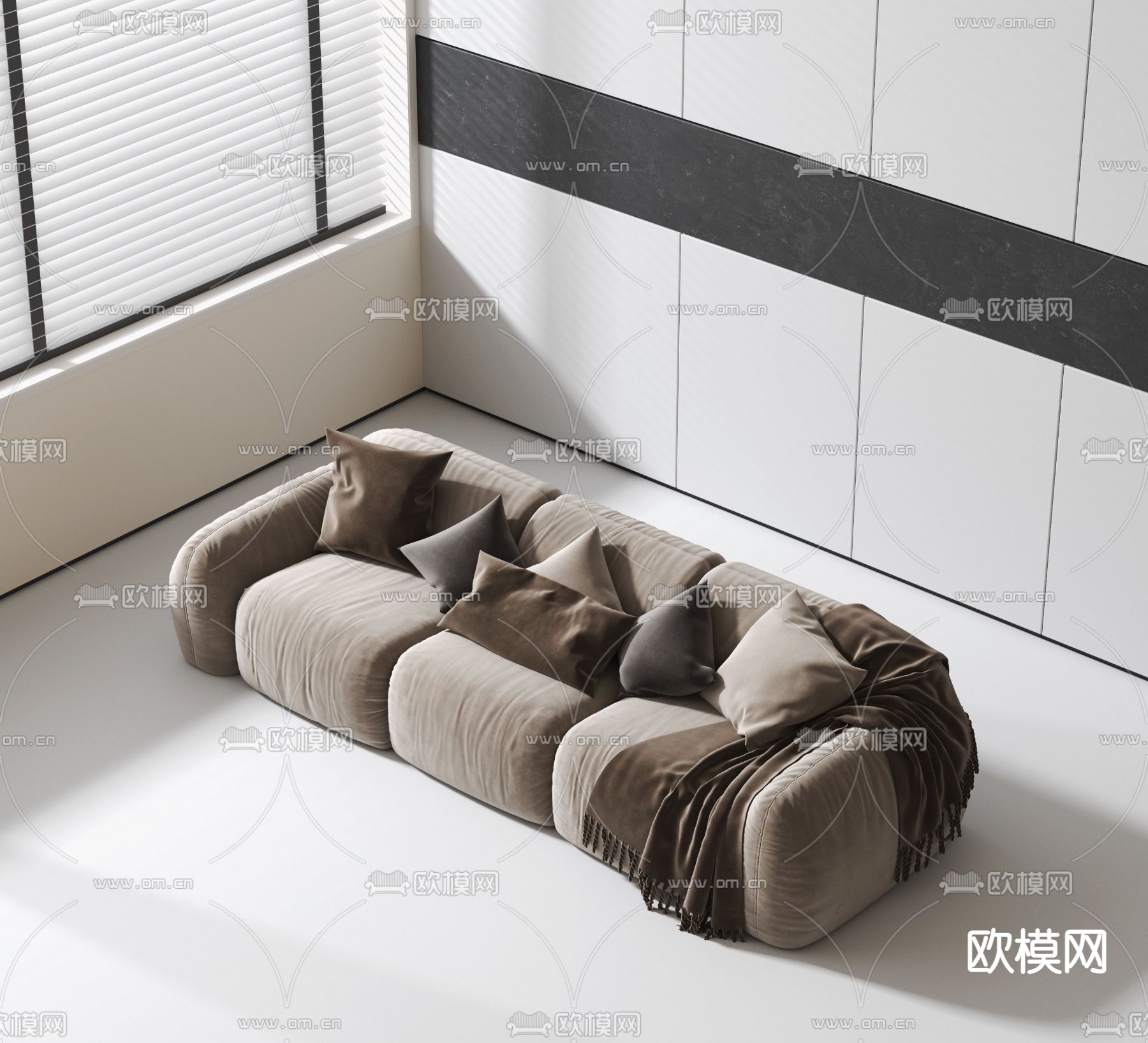 多人沙发 软体沙发3d模型下载_ID14027275_3dmax免费模型-欧模网