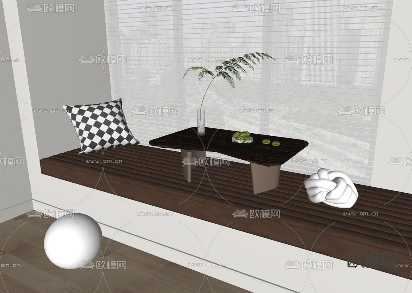 飘窗垫 软垫 坐垫su模型下载（渲染图2）