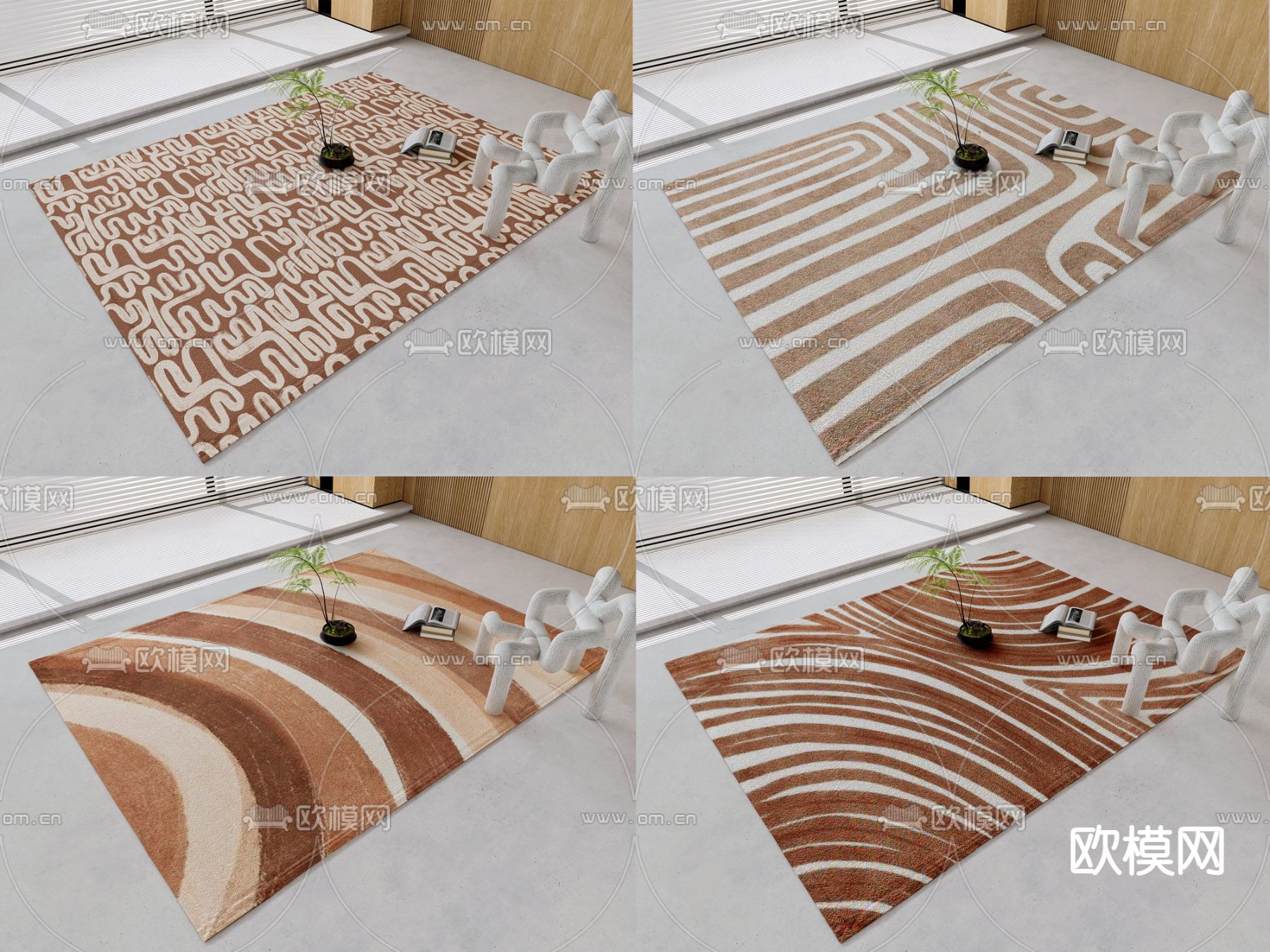 北欧方形地毯su模型下载（渲染图1）