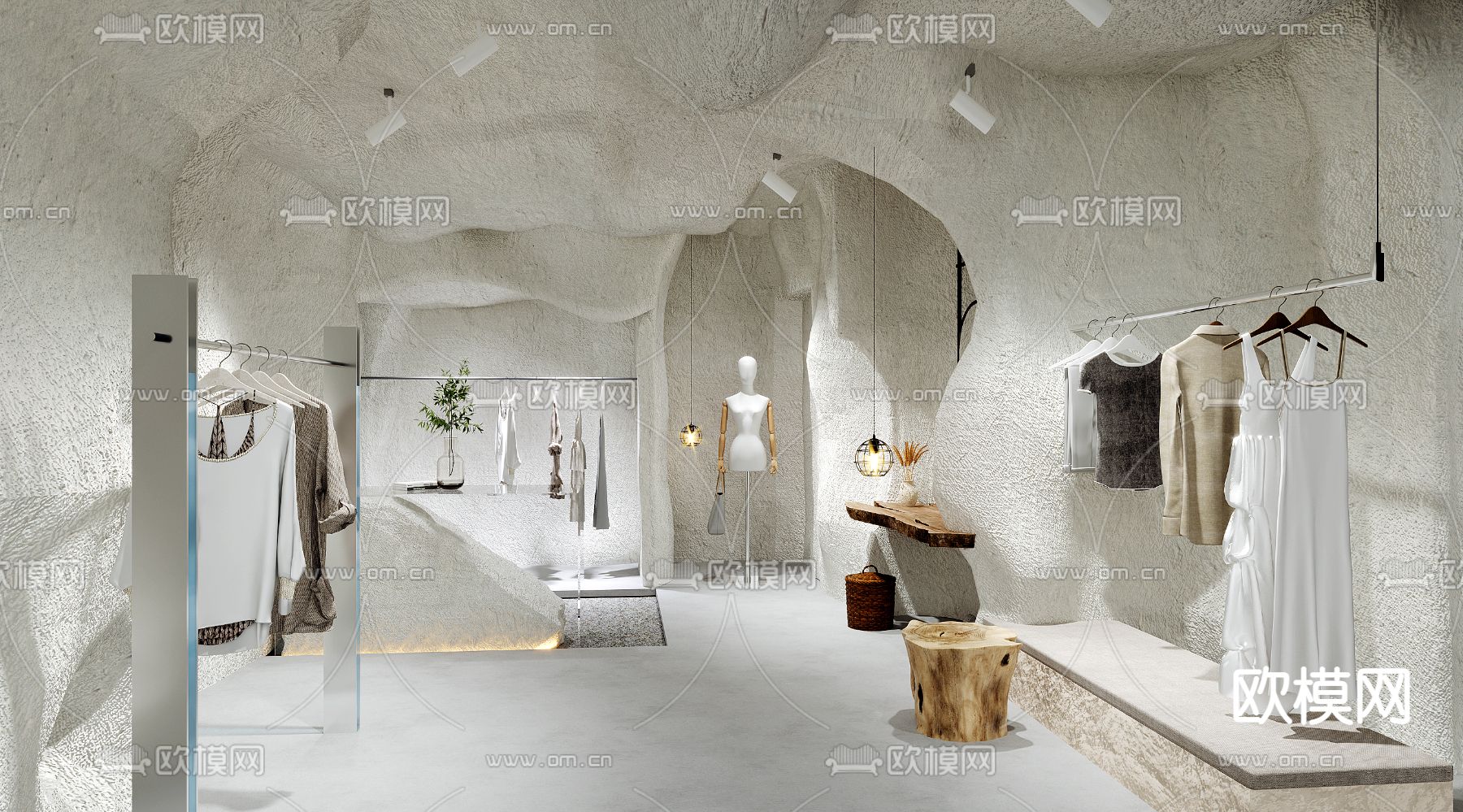 侘寂风女装店 服装店su模型