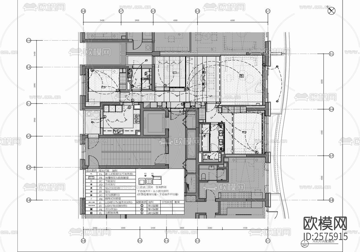 120㎡大平层样板房CAD施工图