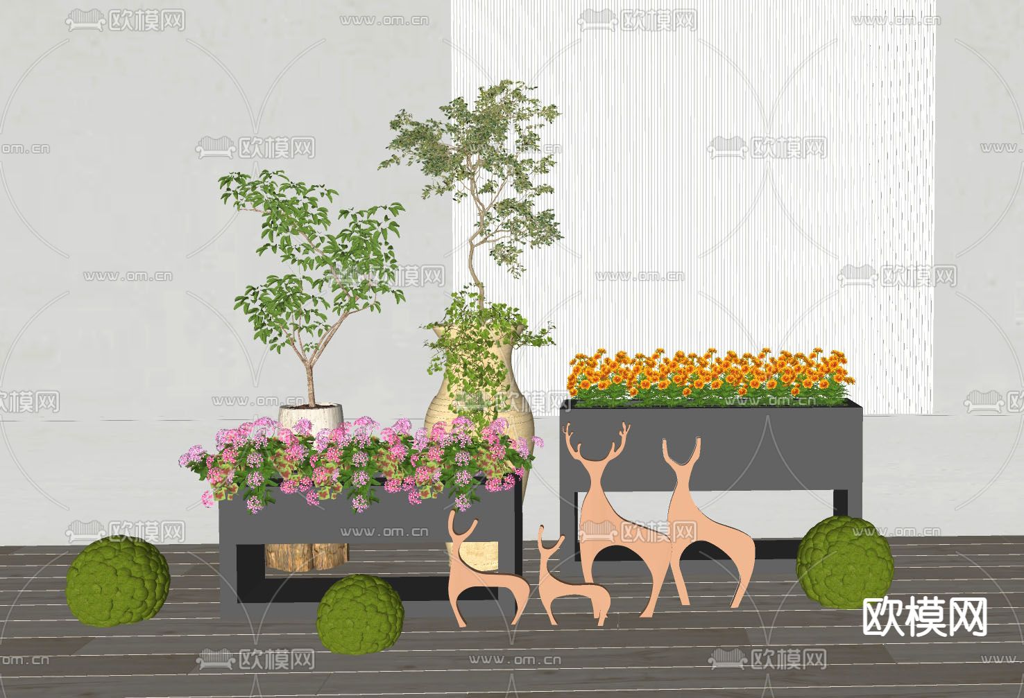 花坛 花箱su模型下载（渲染图2）