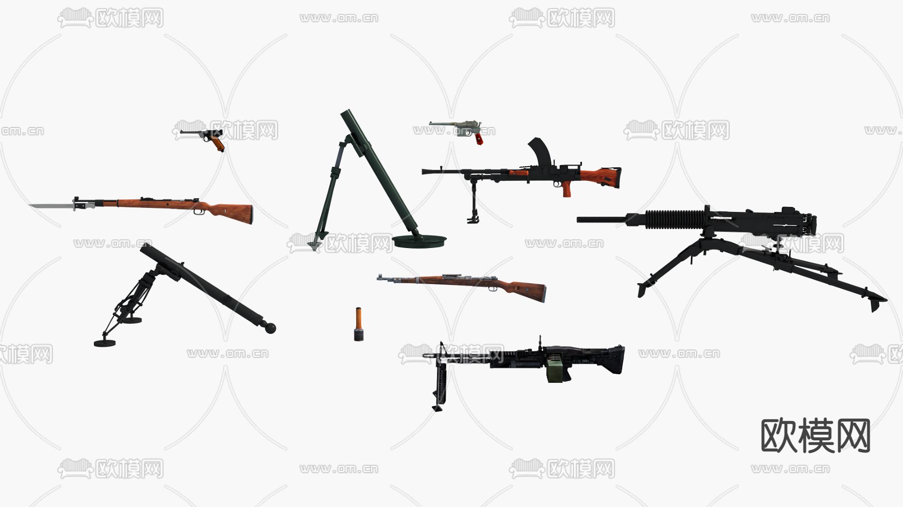 步枪 冲锋枪 手枪 武器3d模型下载