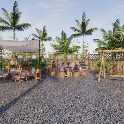  户外桌椅 烧烤炉 露营设备su模型 